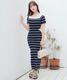 LIPSERVICE | カットアウトボーダーニットワンピース(ワンピース)