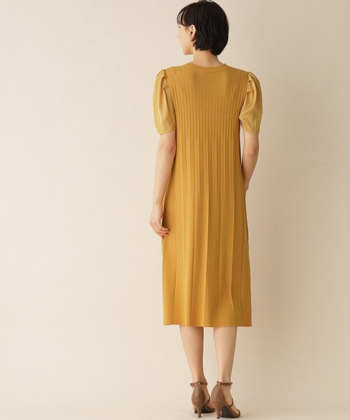 プリーツデザインニットワンピース【洗濯機洗い可/アンチピリング】