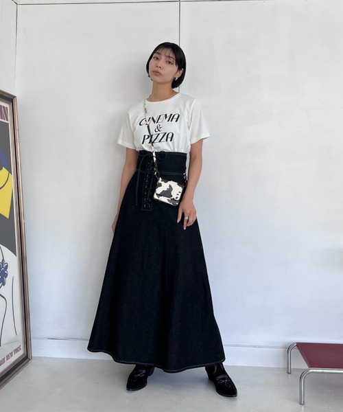 EPIMI E'PIMMY（エピミエピミー）の「マルチレースアップロングデニムスカート（デニムスカート・レディース・ネイビー/ブラック・MEDIUM）」の7枚目の写真