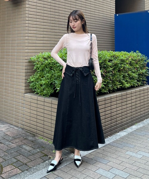 EPIMI E'PIMMY（エピミエピミー）の「マルチレースアップロングデニムスカート（デニムスカート・レディース・ネイビー/ブラック・MEDIUM）」の15枚目の写真