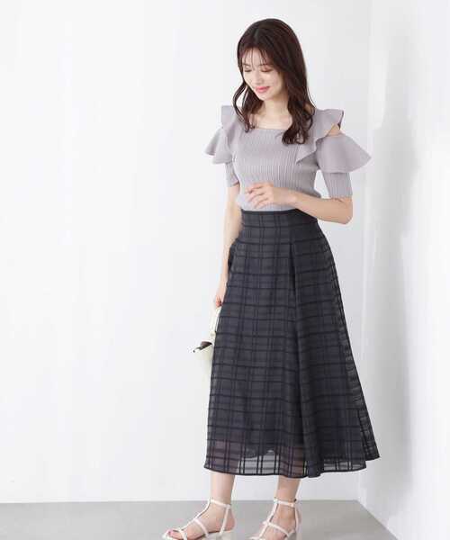 PROPORTION BODY DRESSING(プロポーションボディドレッシング)の「シアーチェックマーメイドスカート / 1213120503(スカート・レディース・グレー/ブラック/ブラウン・SMALL/MEDIUM)」の18枚目の写真