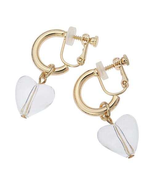 ehka sopo(エヘカソポ)の「クリアハートイヤリング(ピアス(両耳用)・レディース・オフホワイト/ブラウン・フリ-)」の10枚目の写真