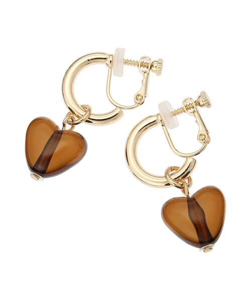 ehka sopo(エヘカソポ)の「クリアハートイヤリング(ピアス(両耳用)・レディース・オフホワイト/ブラウン・フリ-)」の13枚目の写真