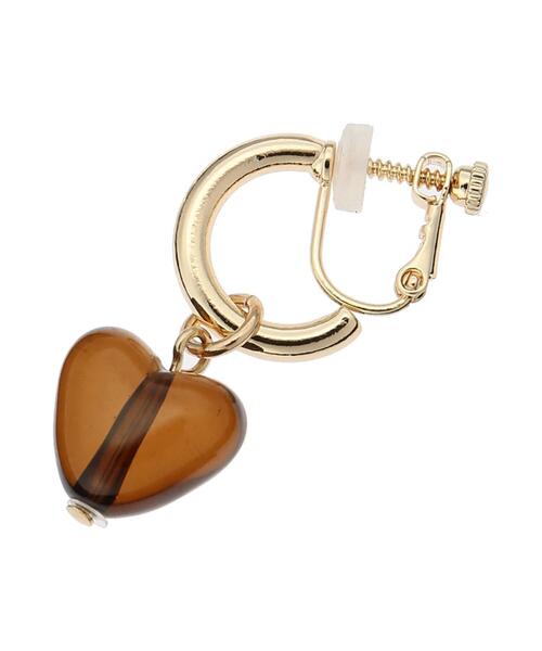 ehka sopo(エヘカソポ)の「クリアハートイヤリング(ピアス(両耳用)・レディース・オフホワイト/ブラウン・フリ-)」の14枚目の写真