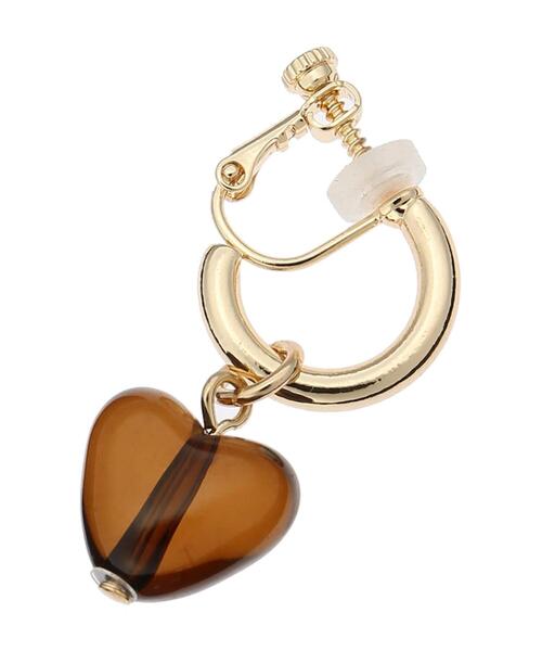 ehka sopo(エヘカソポ)の「クリアハートイヤリング(ピアス(両耳用)・レディース・オフホワイト/ブラウン・フリ-)」の15枚目の写真