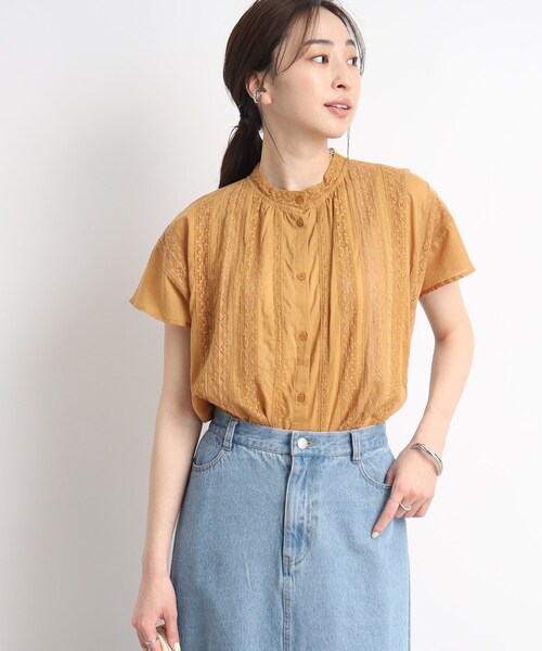 DRESKIP（ドレスキップ）の「◆【夏になると着たくなる】レ－ス切り替えブラウス（シャツ/ブラウス・レディース・オレンジ/ブラック/オフホワイト・03/02）」の14枚目の写真