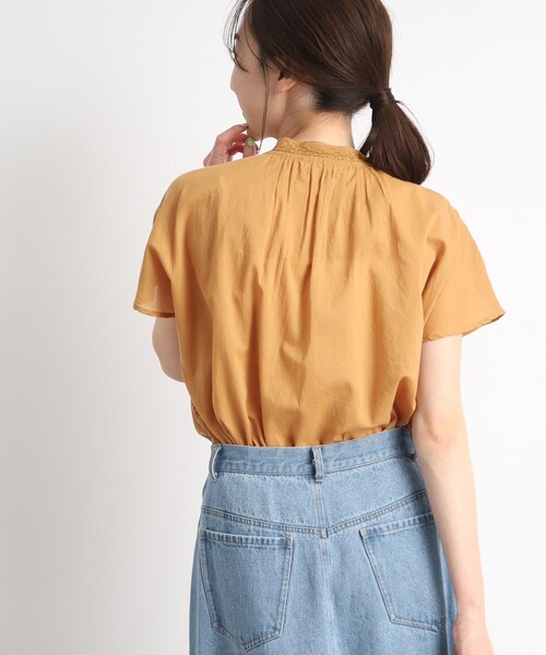 DRESKIP（ドレスキップ）の「◆【夏になると着たくなる】レ－ス切り替えブラウス（シャツ/ブラウス・レディース・オレンジ/ブラック/オフホワイト・03/02）」の6枚目の写真