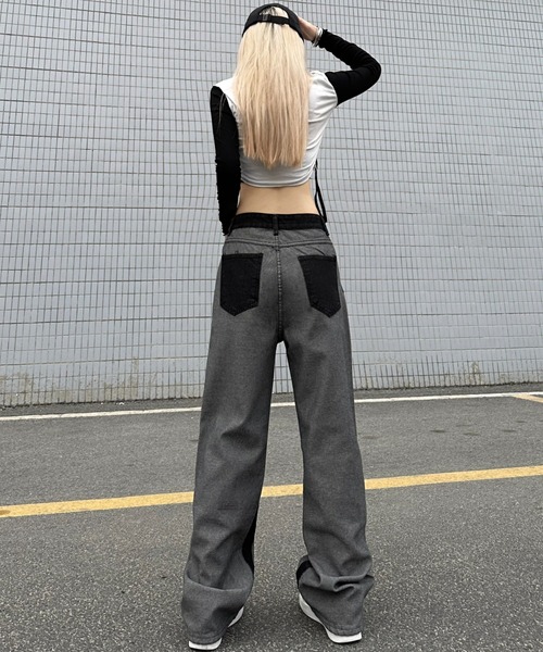 Vipoa（ヴィポア）の「Reverse design wide denim pants（デニムパンツ・レディース・ブラック・MEDIUM/LARGE）」の5枚目の写真