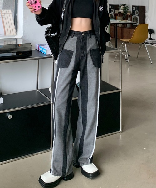 Vipoa（ヴィポア）の「Reverse design wide denim pants（デニムパンツ・レディース・ブラック・MEDIUM/LARGE）」の8枚目の写真