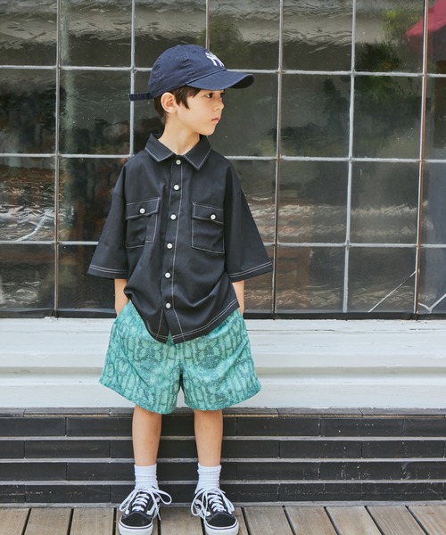 PAIRMANON STREET(ペアマノンストリート)の「【PAIRMANON STREET】水陸両用速乾総柄ショートパンツ(その他パンツ・キッズ・ブルー/ブラック/オレンジ/ベージュ/グリーン/ホワイト・90/100/110/120/130/140/150)」の15枚目の写真