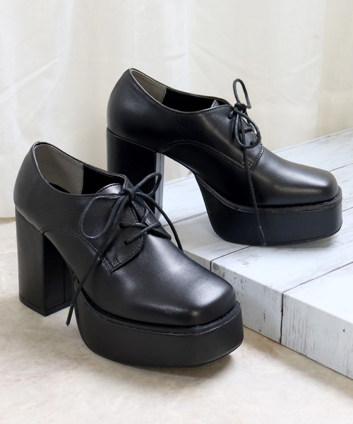 LOVEHUNTER(ラブハンター)の「LOVEHUNTER/厚底 バルキーヒール レースアップシューズ(1598)(ドレスシューズ・レディース・ブラック系1/ブラック系2・M/S/L/LL)」の2枚目の写真