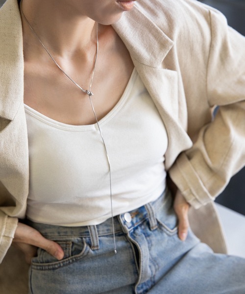 select MOCA（セレクトモカ）の「ダブルループタイネックレス（ネックレス・レディース・シルバー/ゴールド・FREE）」の3枚目の写真