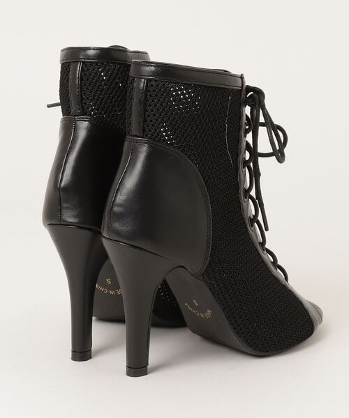 LOVEHUNTER(ラブハンター)の「LOVEHUNTER/9.5cmヒール レースアップメッシュブーツサンダル(1625)(サンダル・レディース・アイボリー/ブラック・S/M/L/LL)」の3枚目の写真