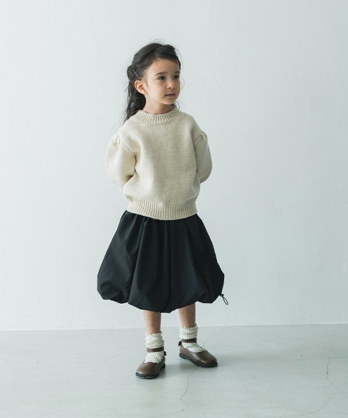 riziere（リジェール）の「【ママとおそろい】サイドシャーリングバルーンスカート（スカート・キッズ・ブラック・110/130/120/150/90/140/100）」の4枚目の写真