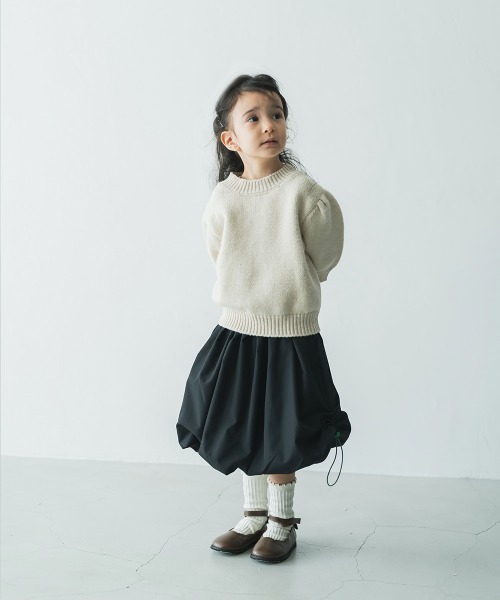 riziere（リジェール）の「【ママとおそろい】サイドシャーリングバルーンスカート（スカート・キッズ・ブラック・110/130/120/150/90/140/100）」の2枚目の写真