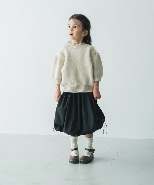 riziere（リジェール）の「【ママとおそろい】サイドシャーリングバルーンスカート（スカート・キッズ・ブラック・110/130/120/150/90/140/100）」の3枚目の写真