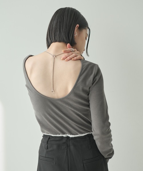 セール】カップ付きバックオープンロンT（Tシャツ/カットソー