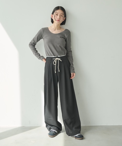 セール】カップ付きバックオープンロンT（Tシャツ/カットソー