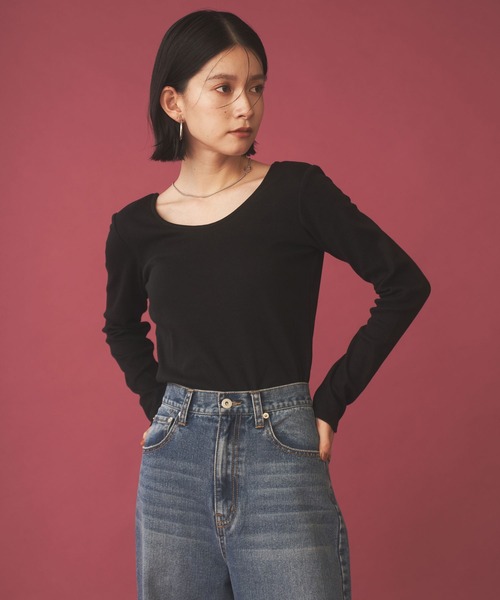 Shelly island（シェリーアイランド）の「カップ付きバックオープンロンT（Tシャツ/カットソー・レディース・ブラック/ホワイト/ピンク/ブラウン/チャコールグレー・FREE）」の12枚目の写真