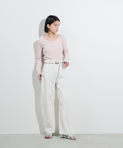 Shelly island（シェリーアイランド）の「カップ付きバックオープンロンT（Tシャツ/カットソー・レディース・ブラック/ホワイト/ピンク/ブラウン/チャコールグレー・FREE）」の8枚目の写真