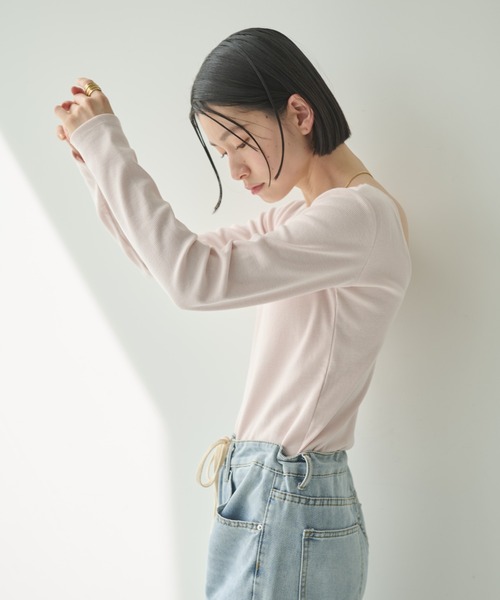 カップ付きバックオープンロンT（Tシャツ/カットソー）｜Shelly