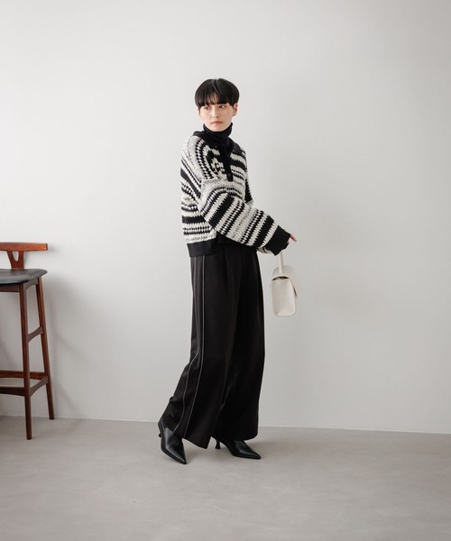eL(エル)の「【eL】2Line Wide Pants/973936(スラックス・レディース・ブラック/グレー・FREE)」の4枚目の写真