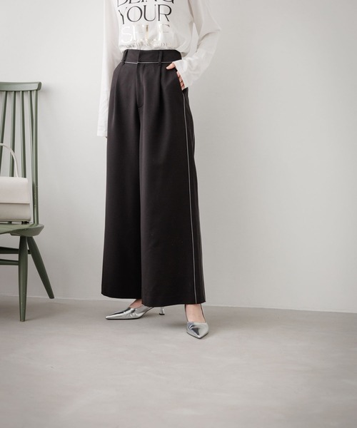 eL(エル)の「【eL】2Line Wide Pants/973936(スラックス・レディース・ブラック/グレー・FREE)」の6枚目の写真