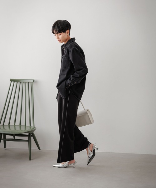 eL(エル)の「【eL】2Line Wide Pants/973936(スラックス・レディース・ブラック/グレー・FREE)」の7枚目の写真