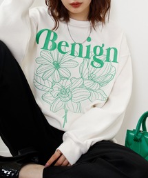 SUGGESTION フラワー刺繍裏起毛トレーナー