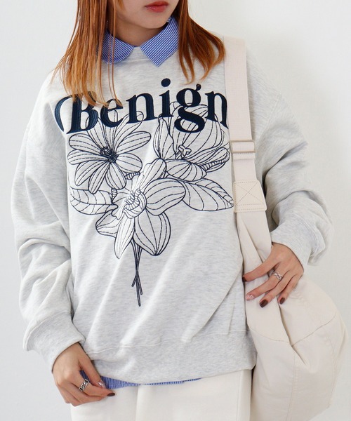 SUGGESTION(サジェッション)の「SUGGESTION フラワー刺繍裏起毛トレーナー(スウェット・メンズ・アッシュグレー/ブラック/ホワイト・L/M)」の15枚目の写真