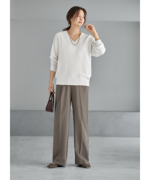 STYLE DELI(スタイルデリ)の「アンチピリングVネックニットトップス(ニット/セーター・レディース・ネイビー/アイボリー/サンドベージュ・FREE)」の12枚目の写真