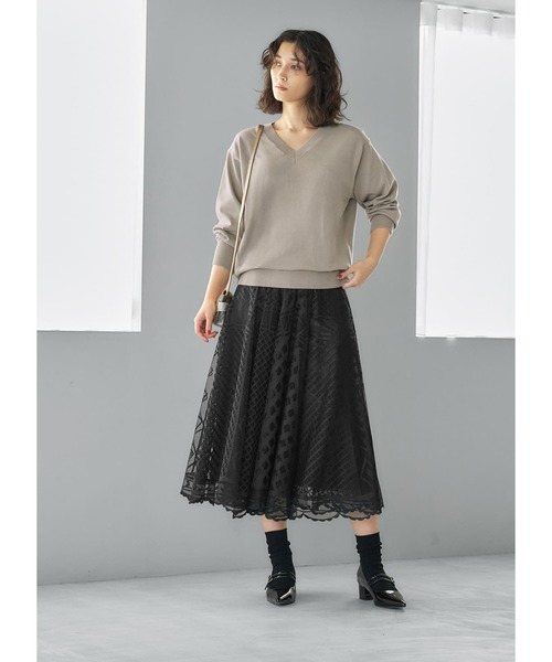 STYLE DELI(スタイルデリ)の「アンチピリングVネックニットトップス(ニット/セーター・レディース・ネイビー/アイボリー/サンドベージュ・FREE)」の18枚目の写真