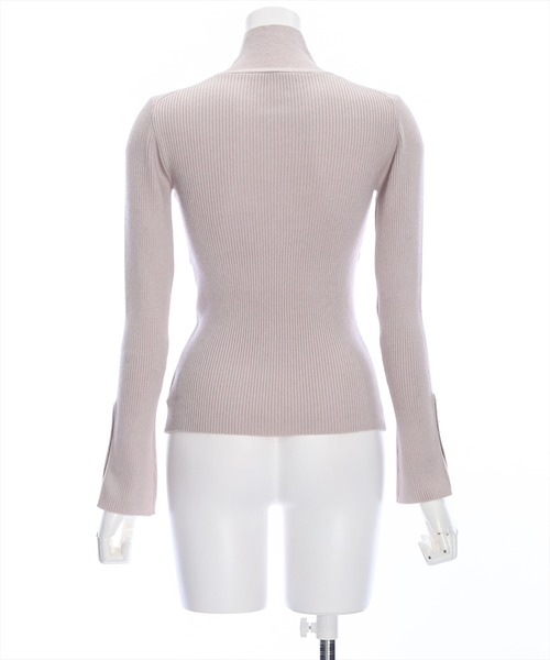 clear（クリア）の「ネックパールリボンリブニットトップス（ニット/セーター・レディース・アイボリー/ブラック/ピンクベージュ/グレイッシュベージュ・F）」の8枚目の写真