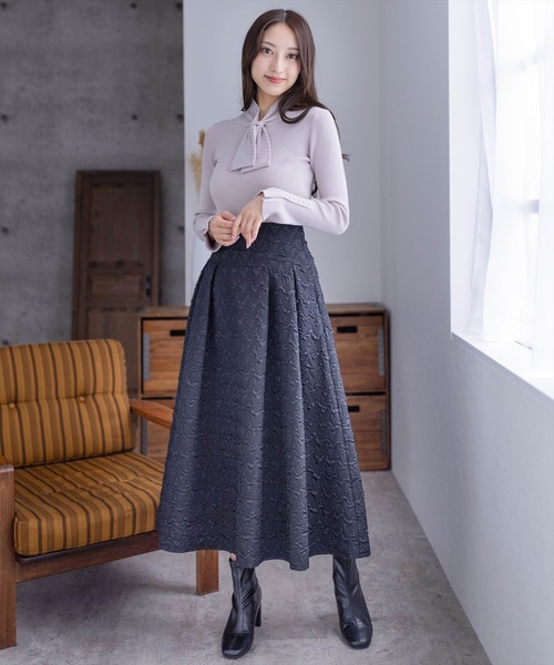 clear（クリア）の「ネックパールリボンリブニットトップス（ニット/セーター・レディース・アイボリー/ブラック/ピンクベージュ/グレイッシュベージュ・F）」の17枚目の写真