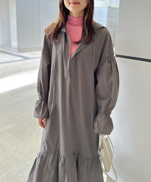 COMMRE（コムル）の「【COMMRE / コムル】コットン裾ボリュームワンピース（ワンピース・レディース・ブラック/チャコールグレー・FREE）」の9枚目の写真