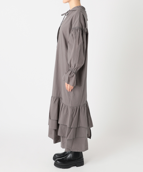 COMMRE（コムル）の「【COMMRE / コムル】コットン裾ボリュームワンピース（ワンピース・レディース・ブラック/チャコールグレー・FREE）」の11枚目の写真