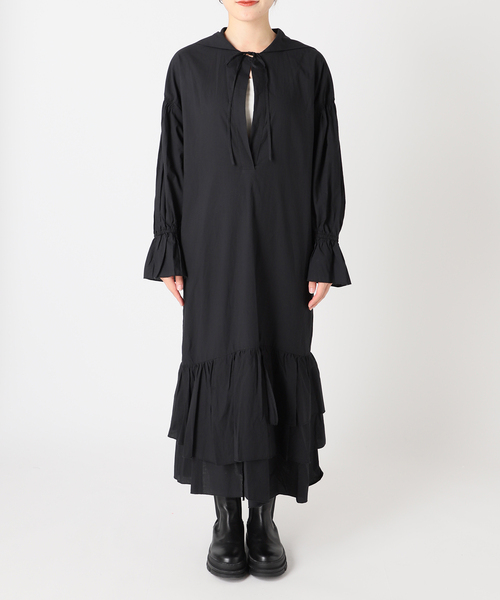 COMMRE（コムル）の「【COMMRE / コムル】コットン裾ボリュームワンピース（ワンピース・レディース・ブラック/チャコールグレー・FREE）」の20枚目の写真