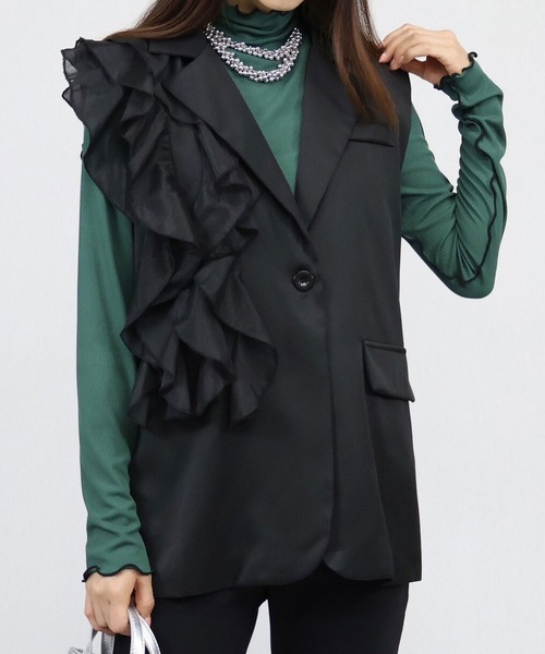 ANOTHER S（アナザーエス）の「アシンメトリーフリルジレー（スーツベスト・レディース・ブラック・FREE）」の17枚目の写真