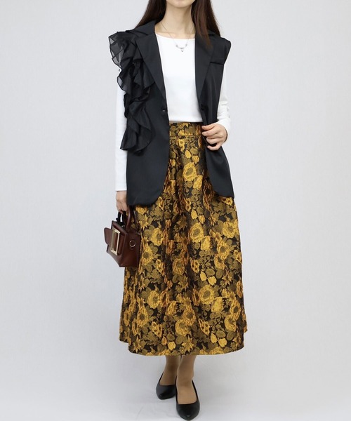 ANOTHER S（アナザーエス）の「アシンメトリーフリルジレー（スーツベスト・レディース・ブラック・FREE）」の3枚目の写真