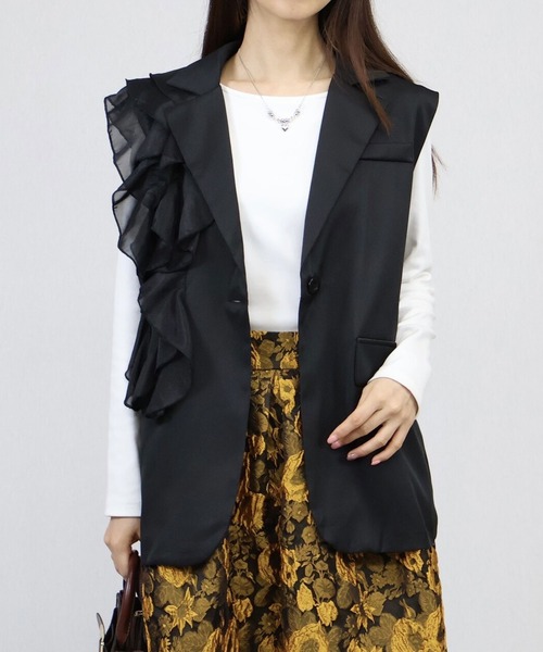 ANOTHER S（アナザーエス）の「アシンメトリーフリルジレー（スーツベスト・レディース・ブラック・FREE）」の6枚目の写真