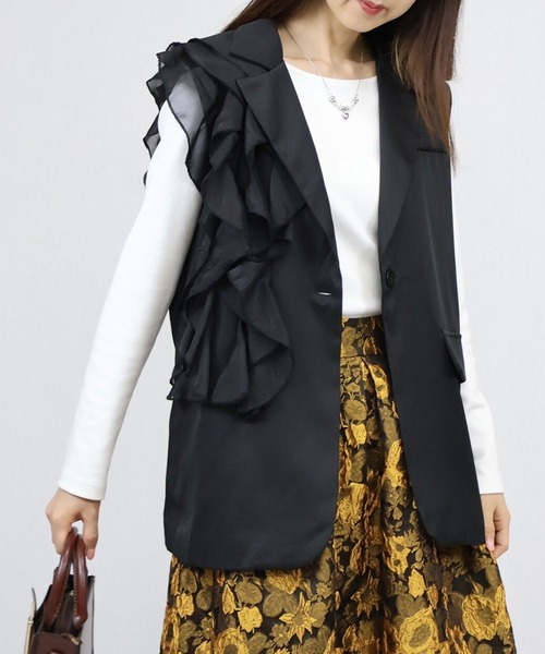 ANOTHER S（アナザーエス）の「アシンメトリーフリルジレー（スーツベスト・レディース・ブラック・FREE）」の7枚目の写真