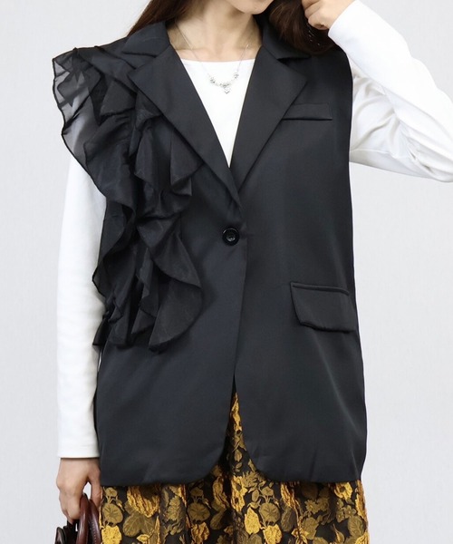 ANOTHER S（アナザーエス）の「アシンメトリーフリルジレー（スーツベスト・レディース・ブラック・FREE）」の8枚目の写真