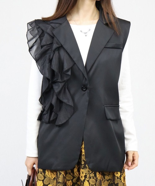 ANOTHER S（アナザーエス）の「アシンメトリーフリルジレー（スーツベスト・レディース・ブラック・FREE）」の10枚目の写真