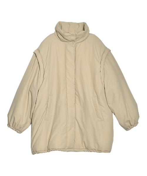 低身長サイズ有]2WAYミドル丈ダウンライク中綿ジャケット