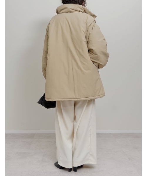 セール】[低身長サイズ有]2WAYミドル丈ダウンライク中綿ジャケット