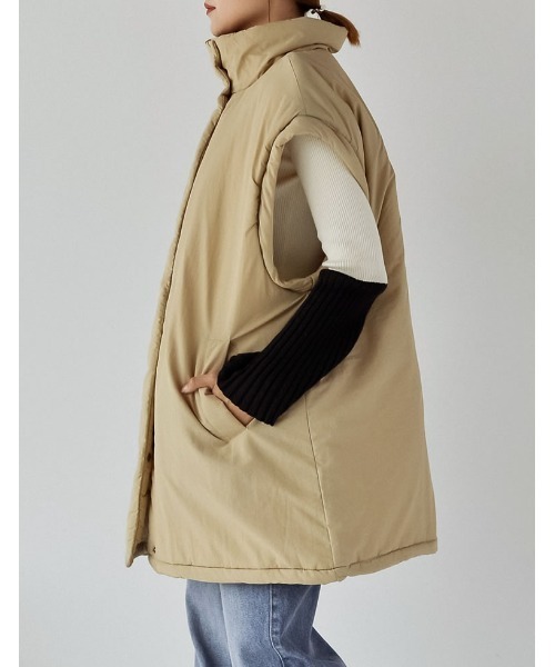 Re:EDIT（リエディ）の「[低身長サイズ有]2WAYミドル丈ダウンライク中綿ジャケット（ダウンジャケット/コート・レディース・アイボリー/ベージュ/ブラック/カーキ・MEDIUM/LARGE/SHORT）」の14枚目の写真