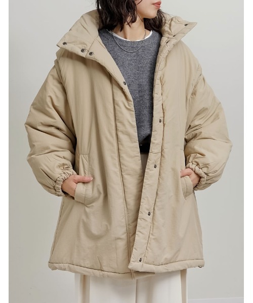 低身長サイズ有]2WAYミドル丈ダウンライク中綿ジャケット（ダウン