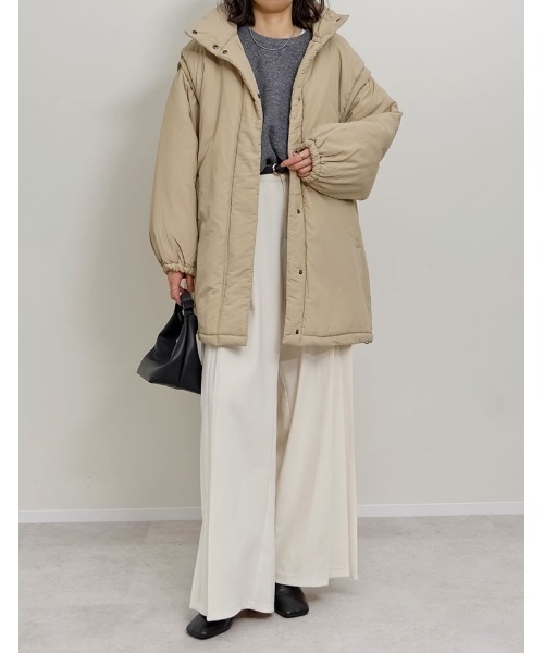 セール】[低身長サイズ有]2WAYミドル丈ダウンライク中綿ジャケット