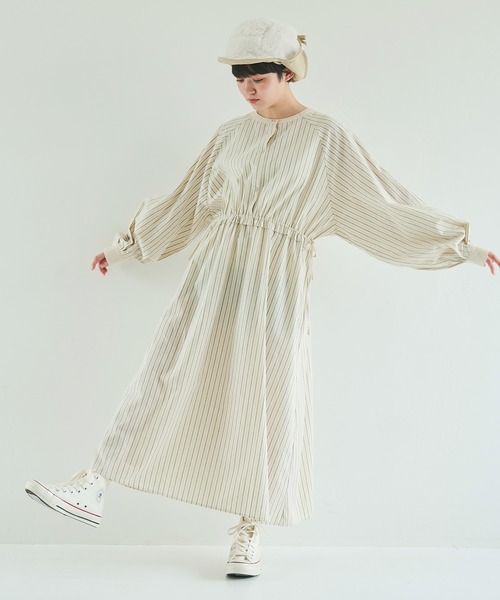 Crisp（クリスプ）の「ウエストフリルストライプワンピース（ワンピース・レディース・ブラック/ネイビー/グリーン・FREE）」の9枚目の写真