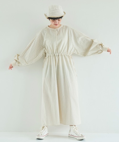 Crisp（クリスプ）の「ウエストフリルストライプワンピース（ワンピース・レディース・ブラック/ネイビー/グリーン・FREE）」の12枚目の写真